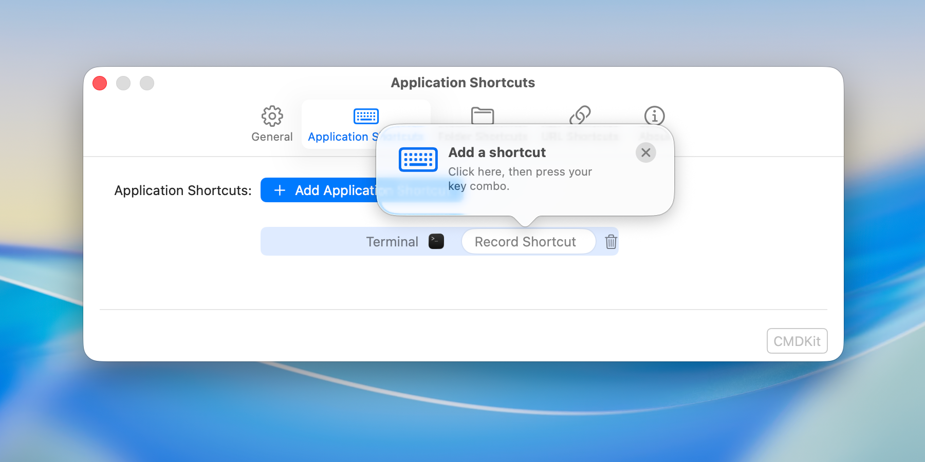 CMDKit key combination selection window